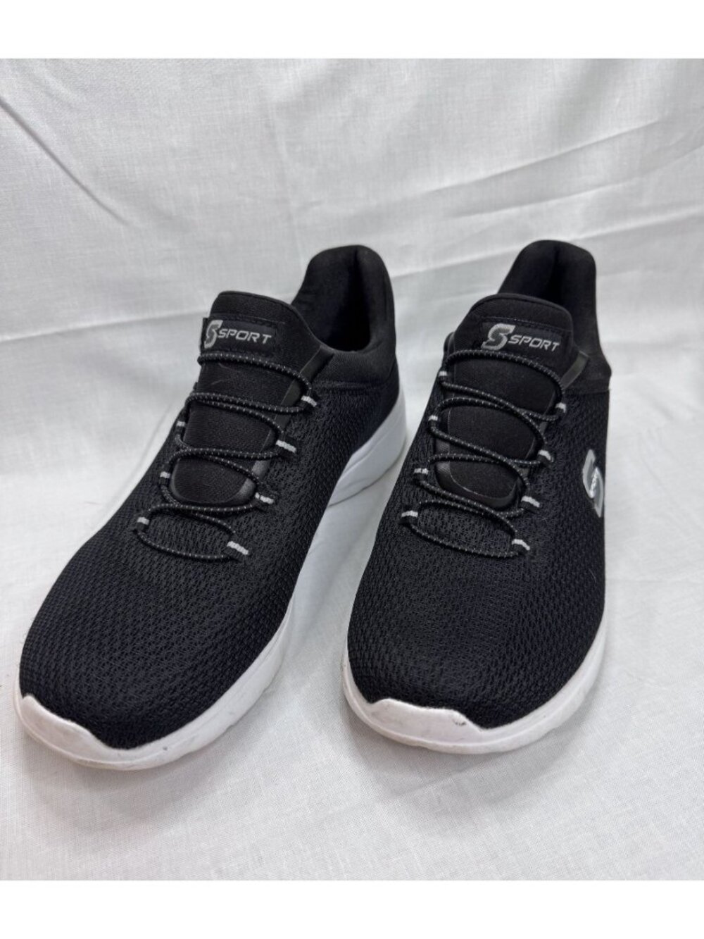 S Sport by Skechers Black Memory Foam Sneakers 7.5 Slip On No Tie Shoes - Picture 2 of 6